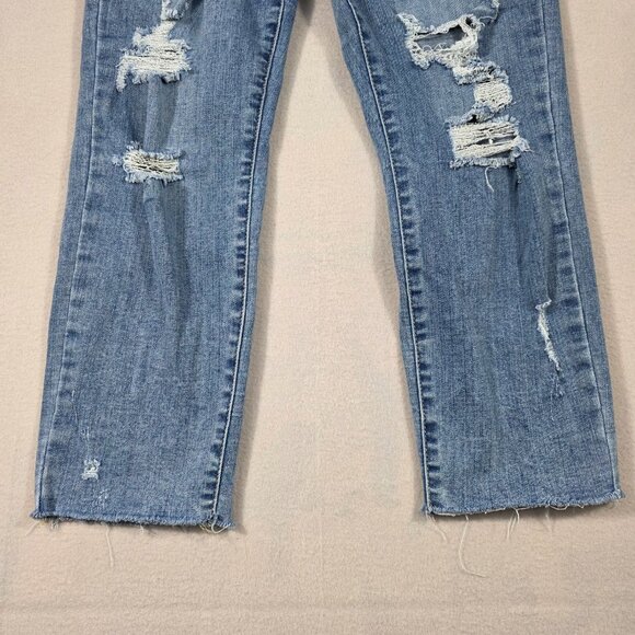 Judy Blue Jeans Womens 7/28 Blue Denim Boyfriend Fit Distressed Stretch Mid - Picture 6 of 16